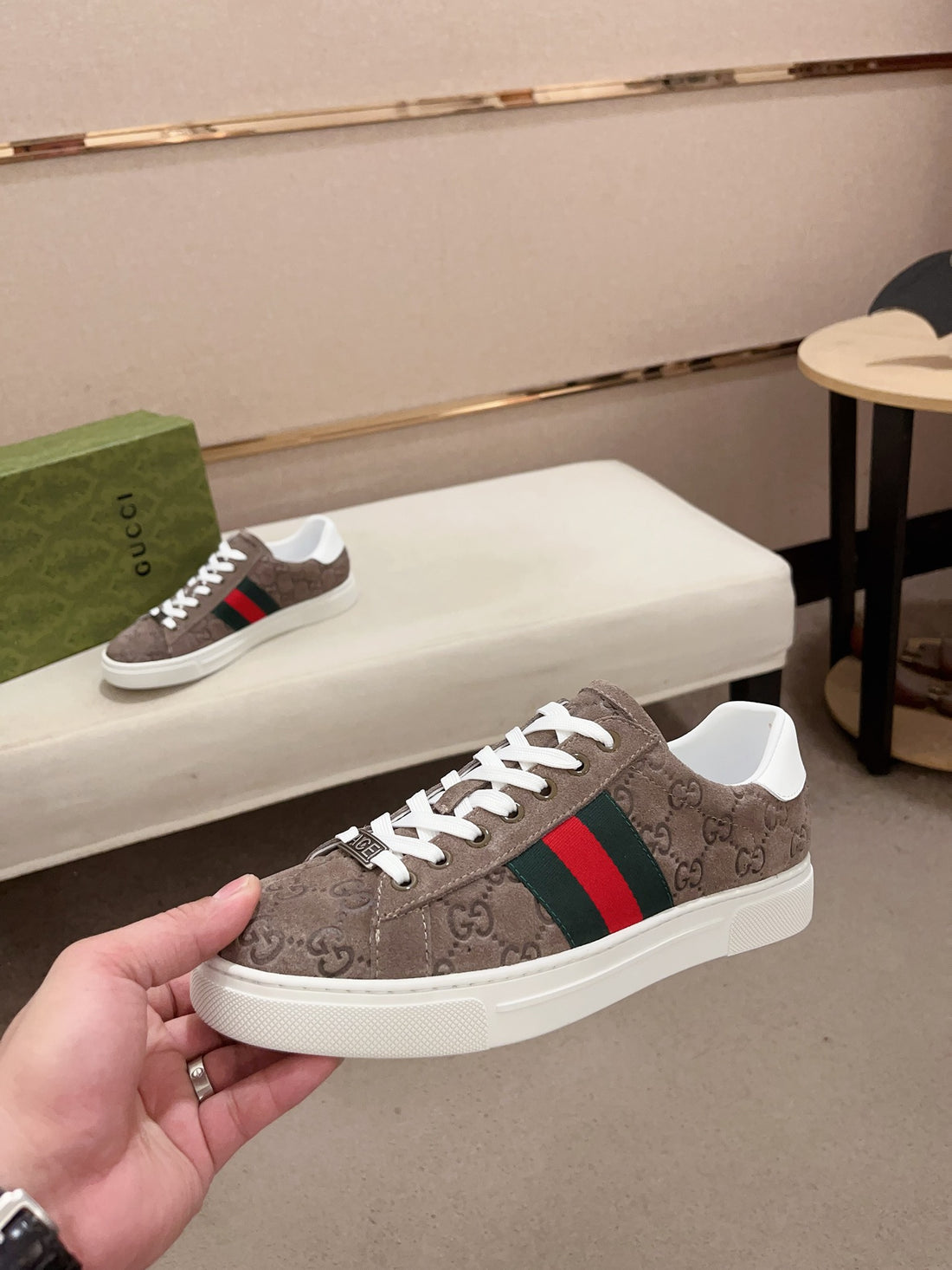 Gucci Men's Ace Sneakers with Web Stripe