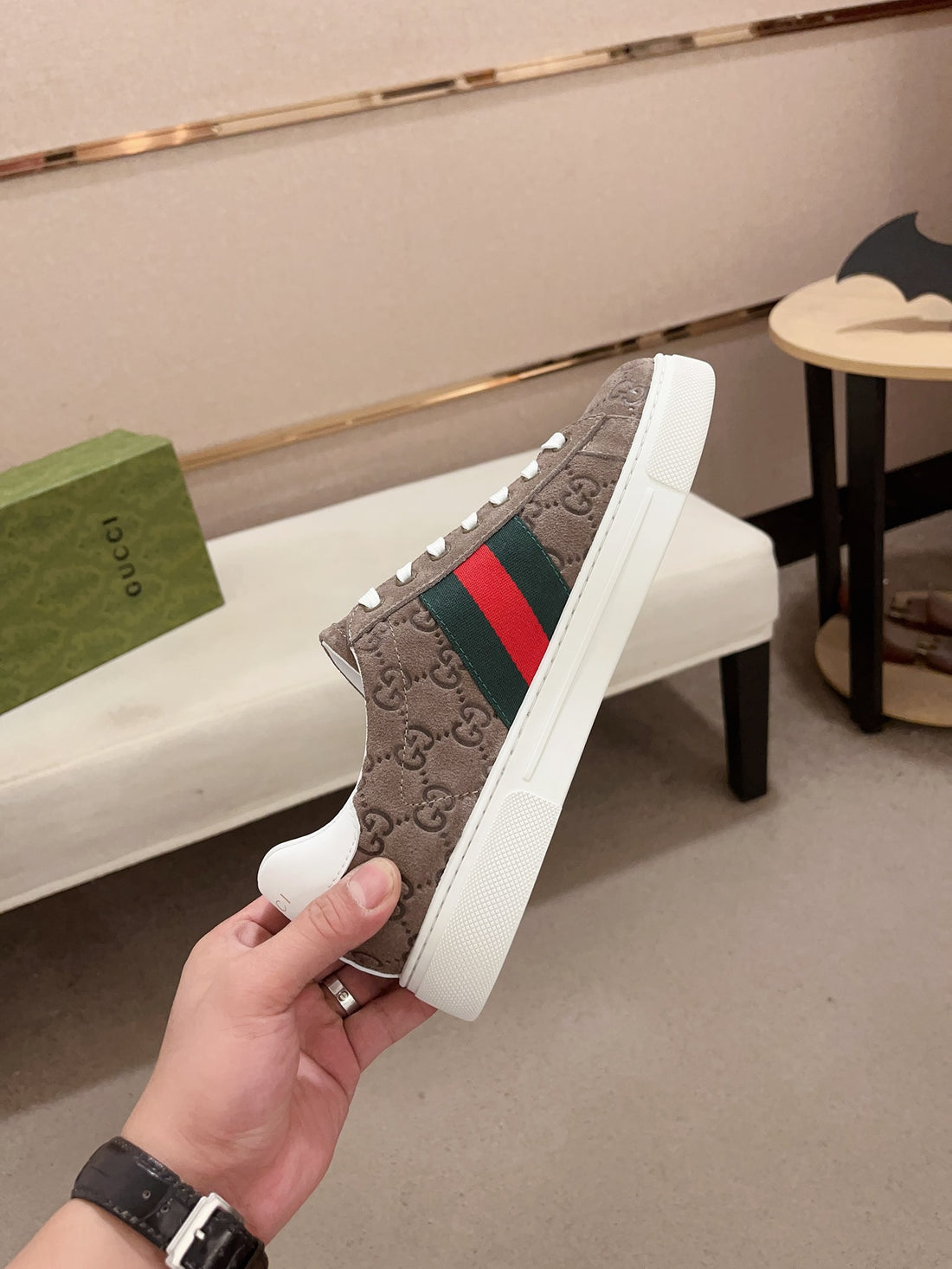 Gucci Men's Ace Sneakers with Web Stripe