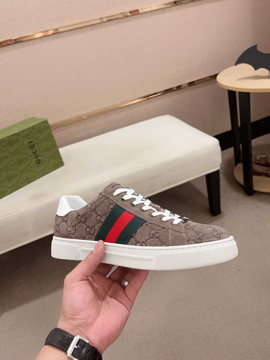 Gucci Men's Ace Sneakers with Web Stripe