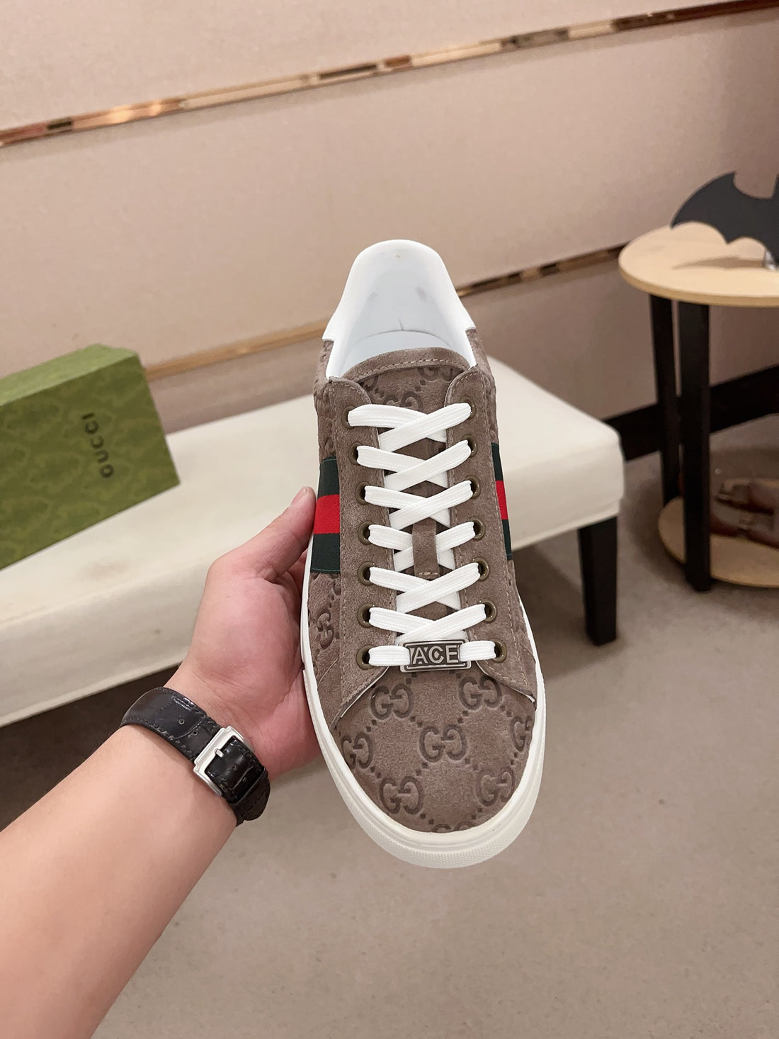 Gucci Men's Ace Sneakers with Web Stripe